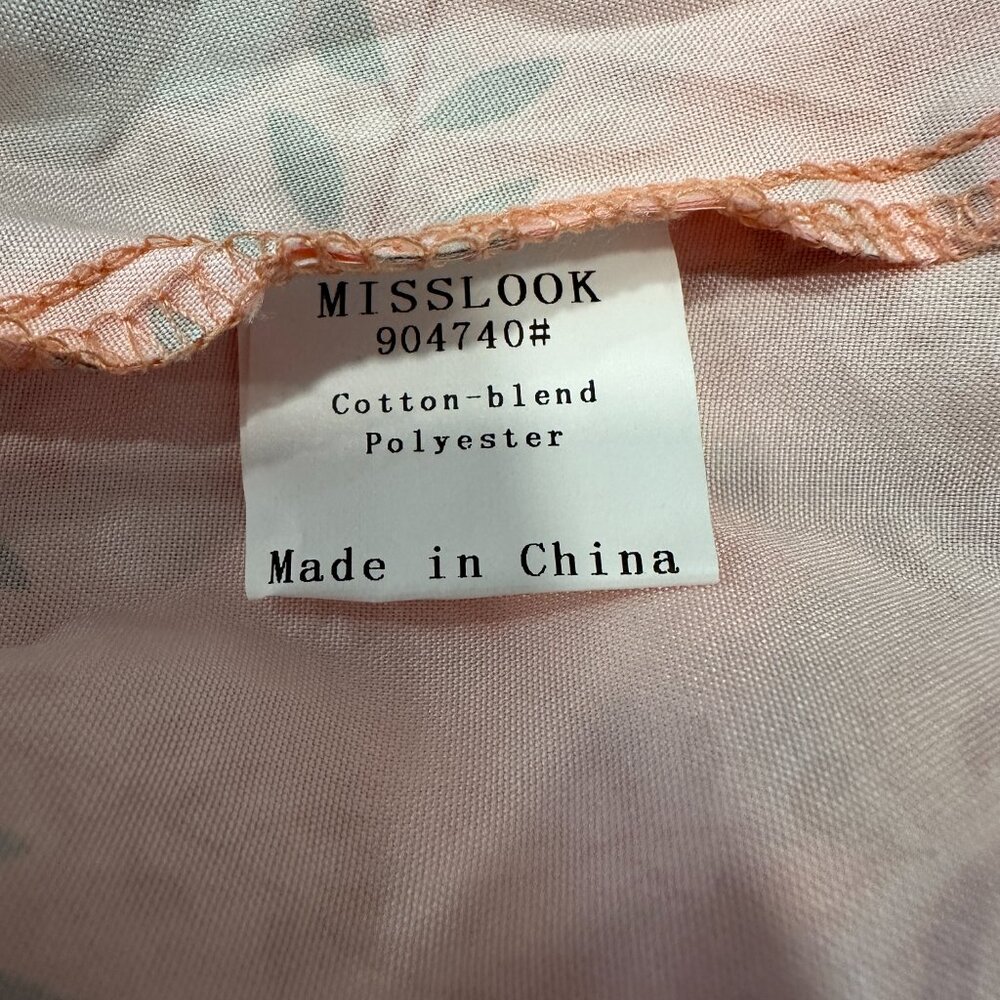 Misslook XL Floral Midi Dress Ruffle Hem MultiColor Short Sleeve Tied V-Neck EUC - Picture 8 of 8